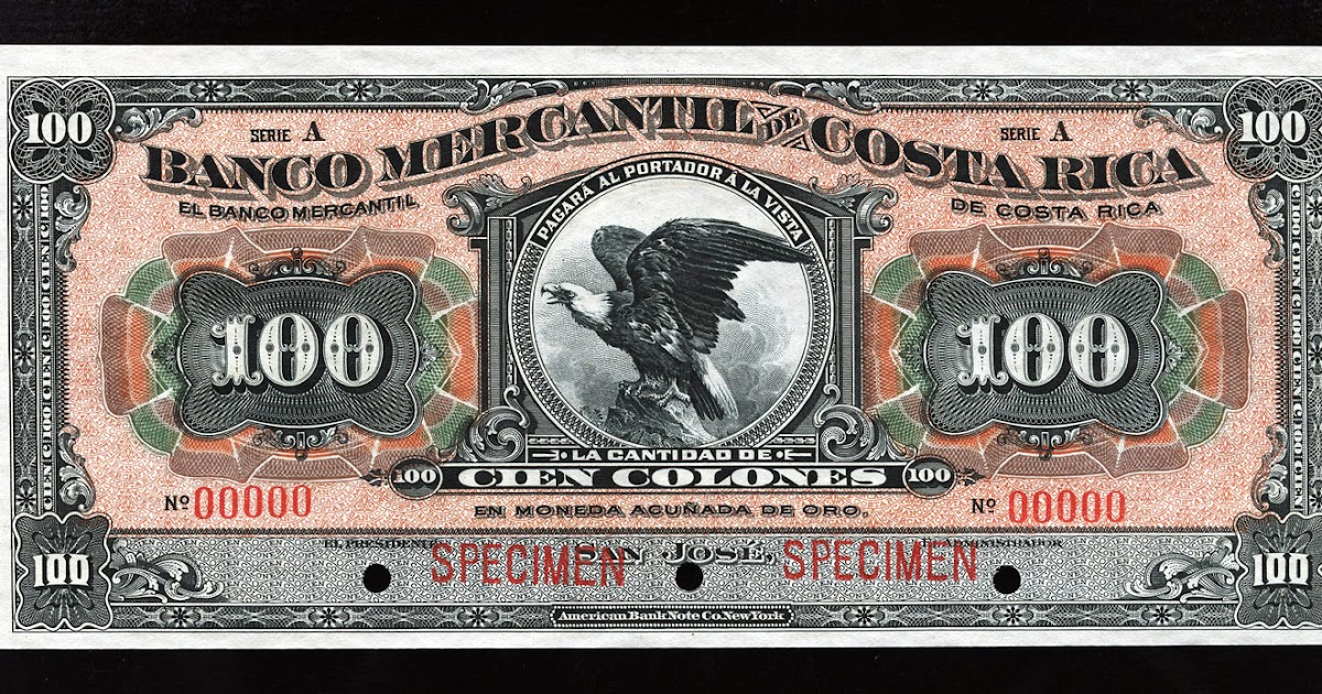Costa Rica 100 Colones Banknote, El Banco Mercantil de Costa RicaWorld