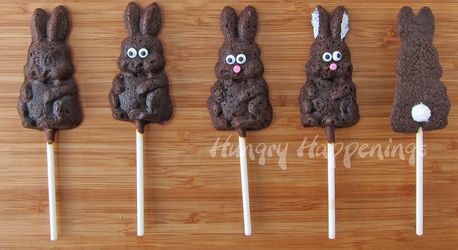 Cybrtrayd Cute Bunny Lolly Bunny Head Easter Chocolate Candy Mold with 50 4.5-Inch Lollipop Sticks 