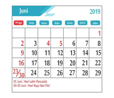 Kalender Juni 2019 - tanggal merah Kalender Juni 2019 - tanggal merah