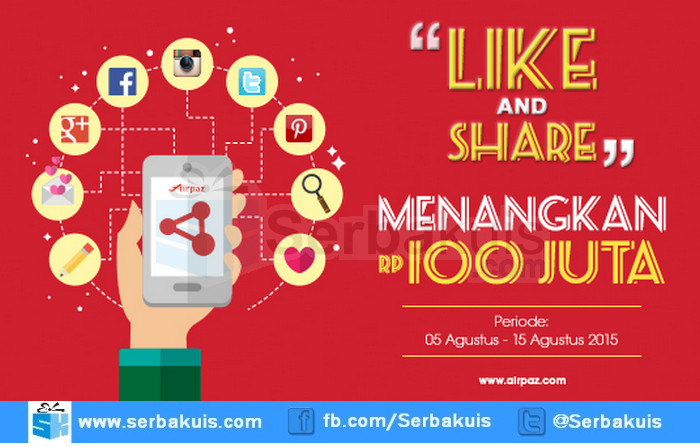 Kuis Like & Share Airpaz Berhadiah Voucher Total 100 Juta