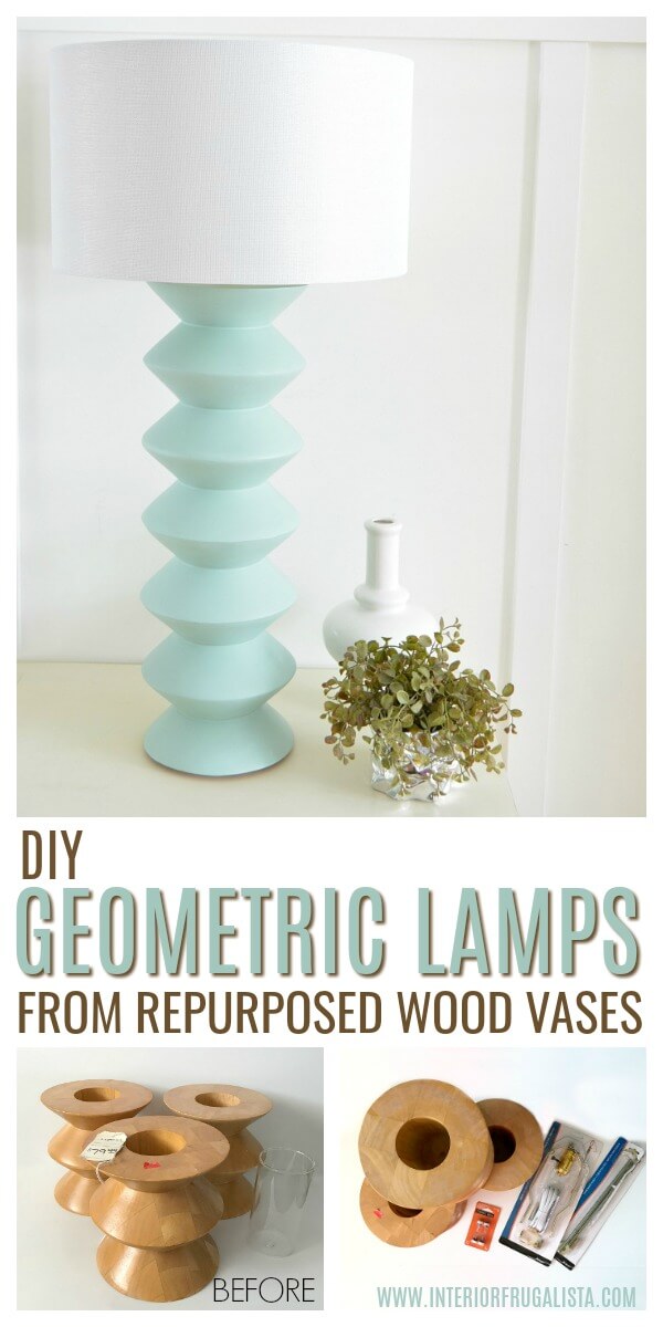 DIY Geometric Lamp From Repurposed Wood Vases