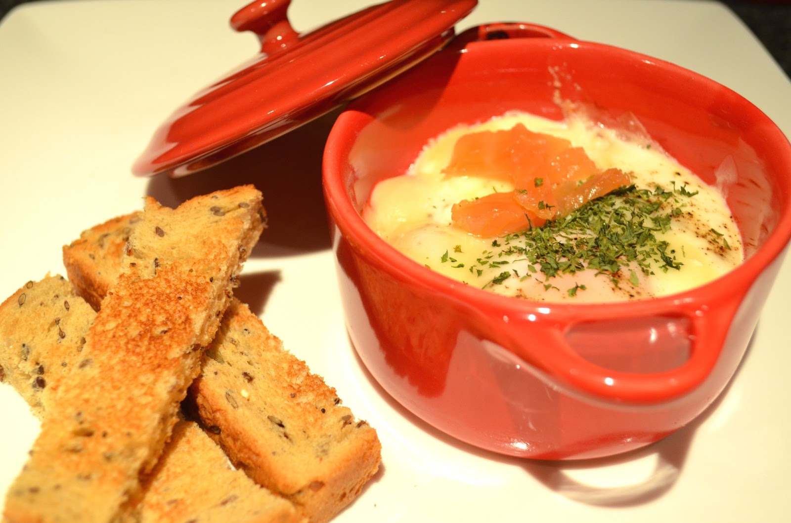 U&Me in the Kitchen Oeuf Cocotte with salmon Oeuf Cocotte au saumon