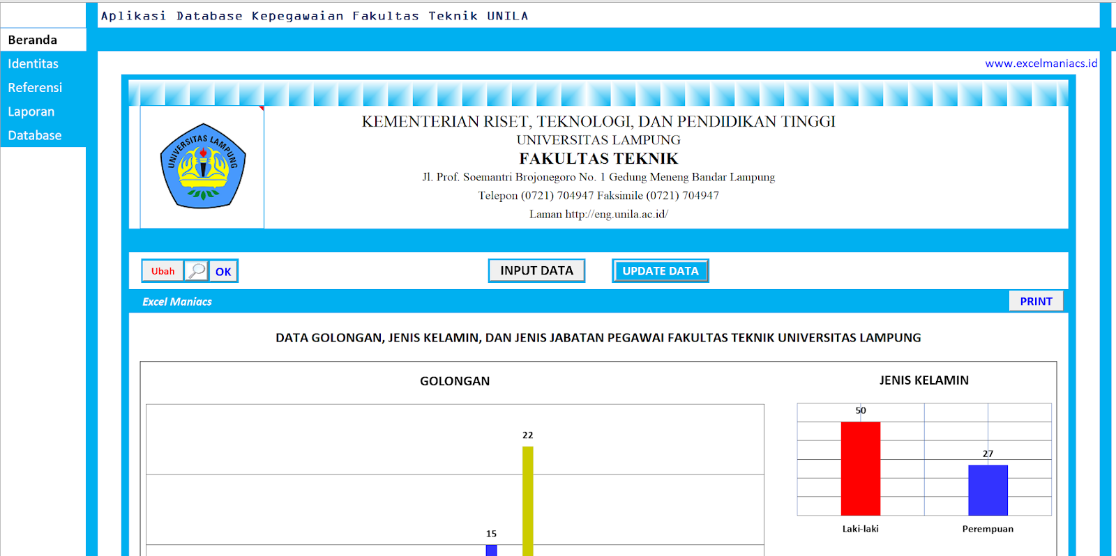 Aplikasi database kepegawaian excelmaniacs
