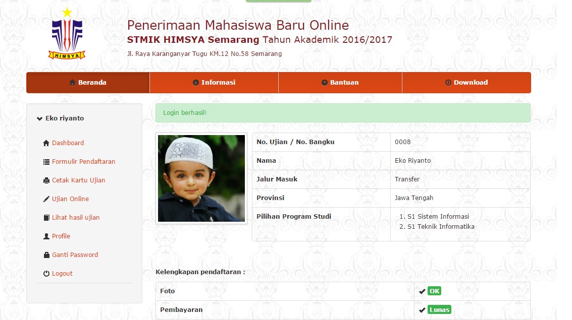 Dashboard user Dashboard user