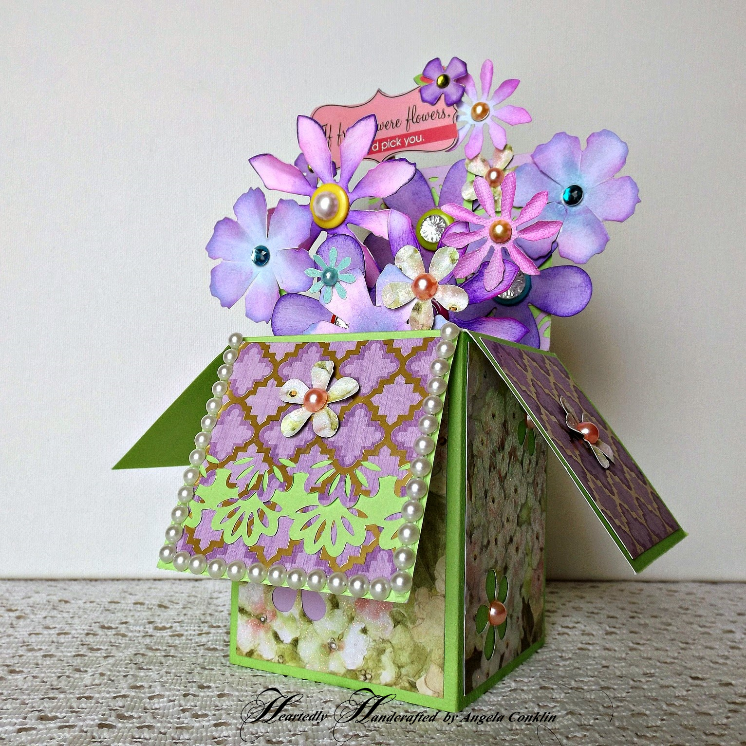 Heartedly Handcrafted Flower Box Greeting Card