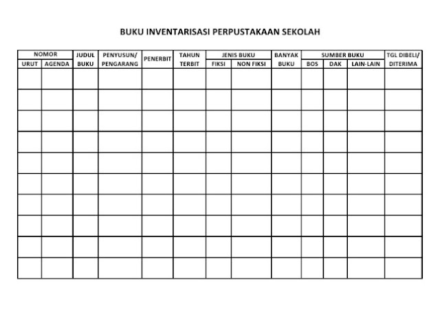 Buku Inventaris Perpustakaan Sekolah Perpustakaan Guru