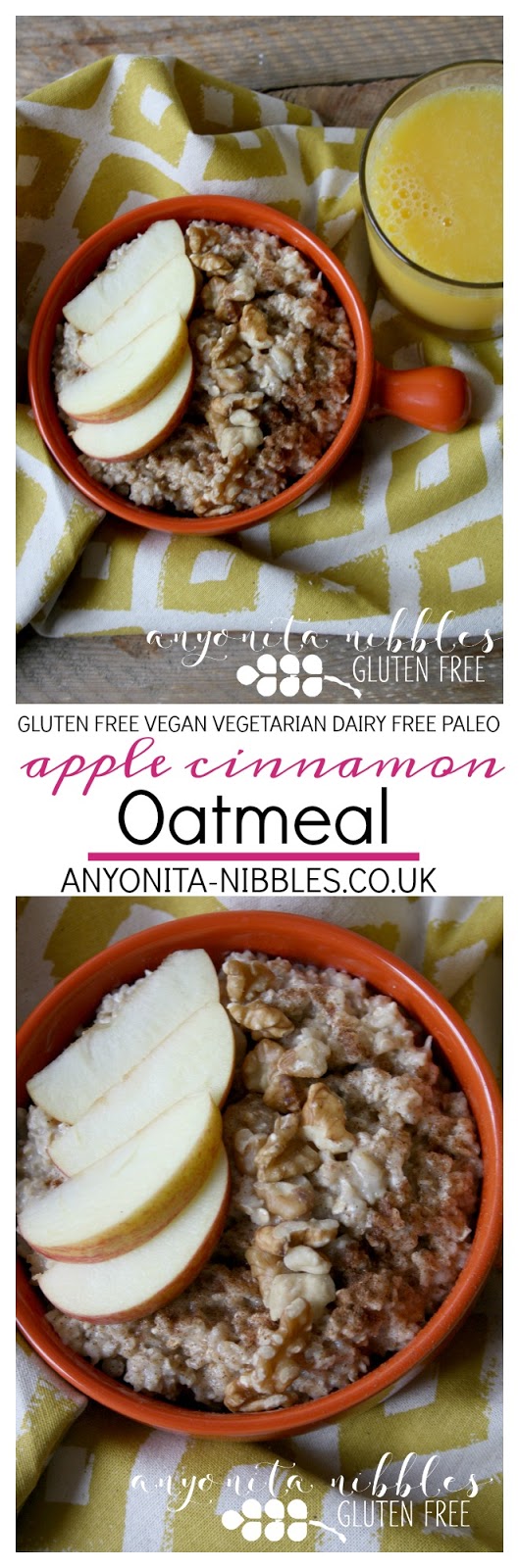 Anyonita Nibbles GlutenFree Recipes Gluten Free Apple Cinnamon Oatmeal