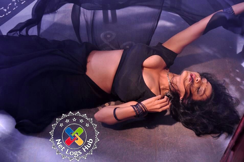 Bubbly Actress Asha Saini Hot Big Boobs Bulging Out of Blouse in a Transparent Black Saree - NetLogsHub