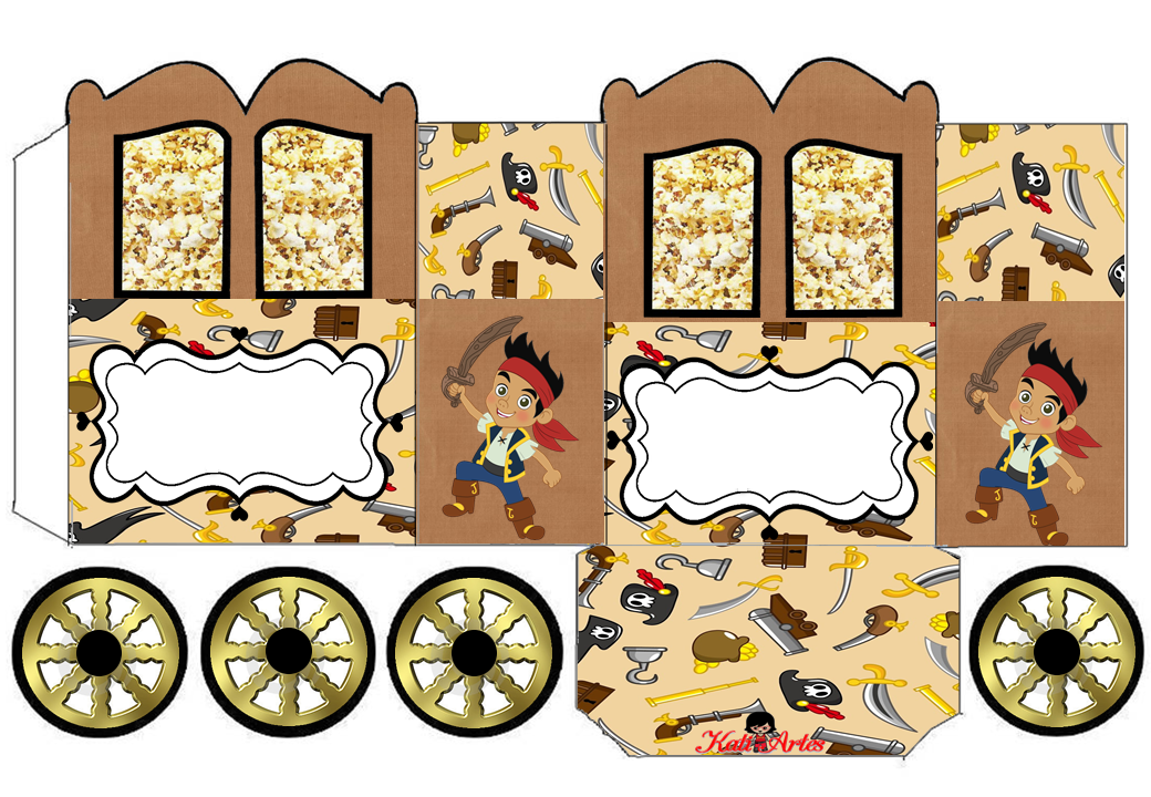 Jake y los Piratas de Nunca Jamás: Caja con forma de Carruaje para Imprimir Gratis. 