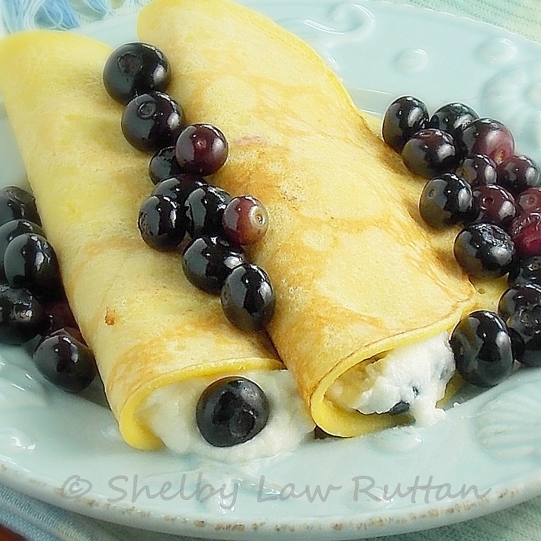 Cornmeal Crepes with Ricotta Blueberry Filling Grumpy's Honeybunch