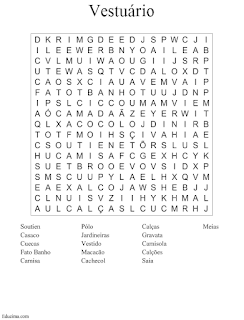 sopa de letras vestuário