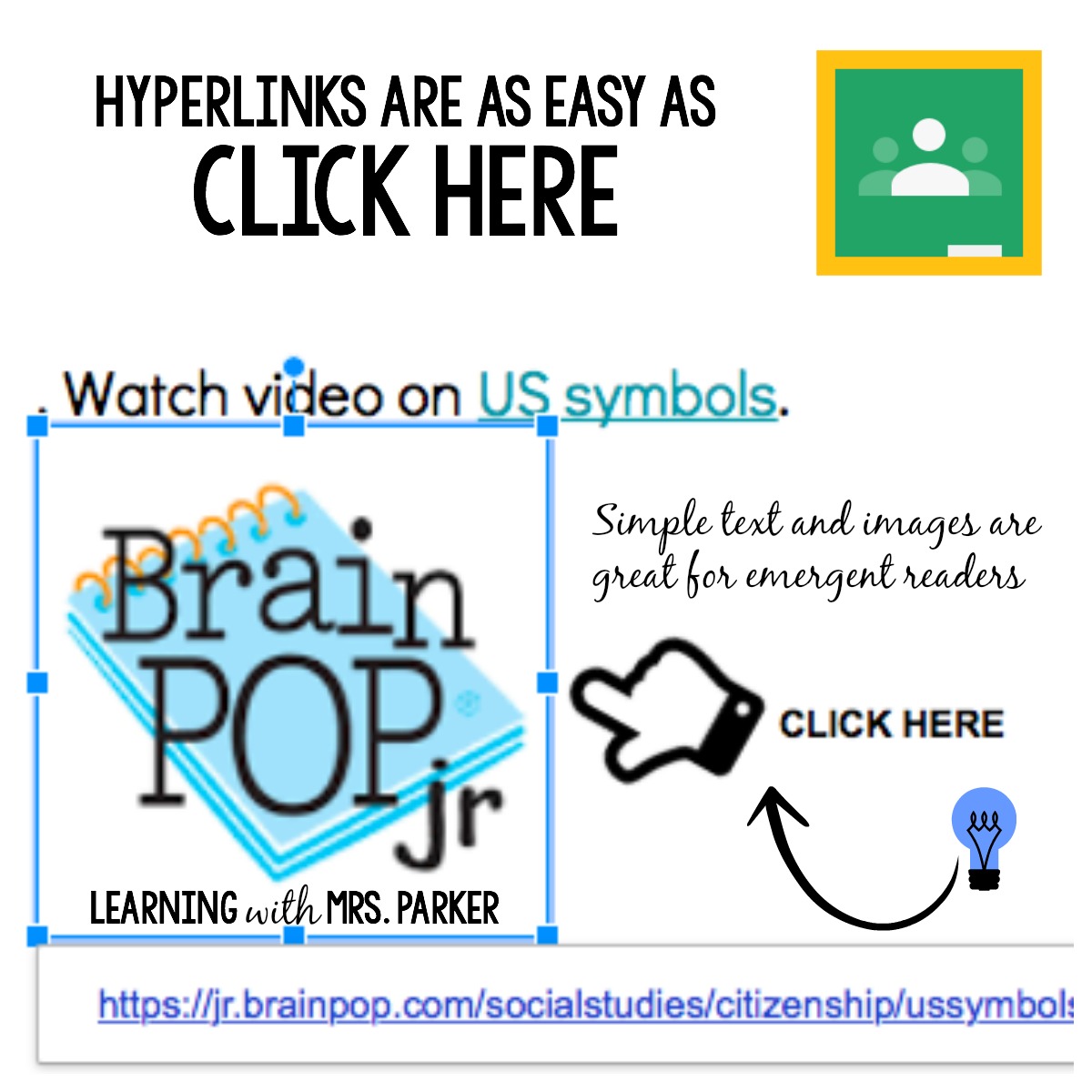 Creating a Hyperlink to Use In Google Classroom - Learning With Mrs. Parker
