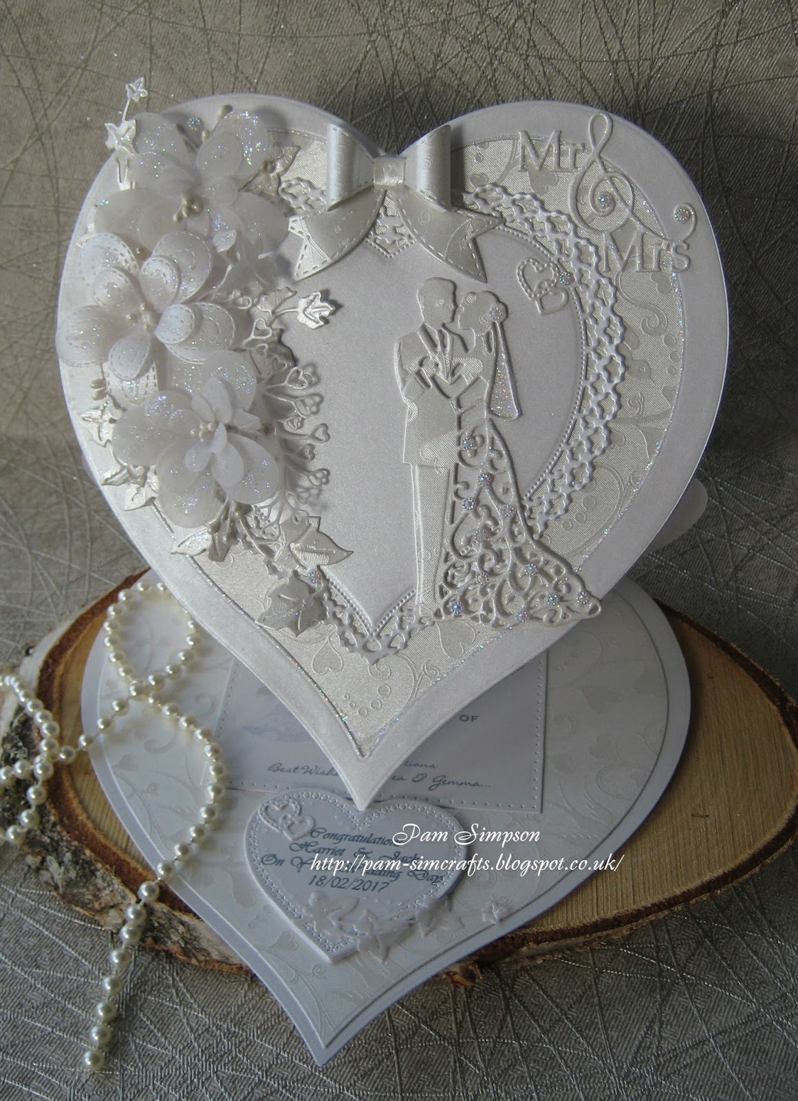 pamscrafts Easel Heart Wedding Card.