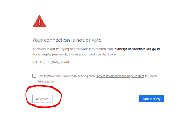 Halaman muncul your connection is not private