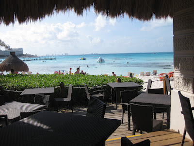 Restaurant deck overlooking the ocean in Mexico
