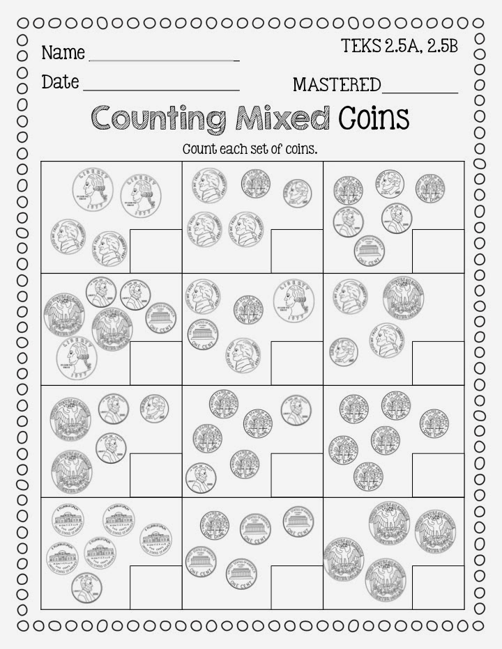 Mixed Coins Worksheet