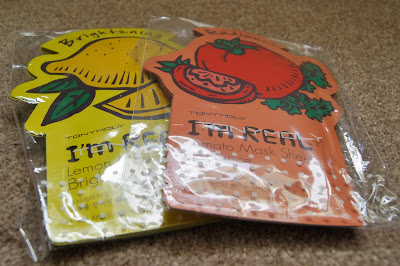 Korean/Asian skincare haul review brands tony moly im real sheet masks lemon brightening tomato radiance