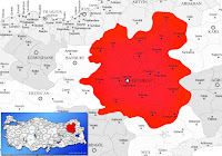 Erzurum ili ve ilçeleriyle birlikte çevre il ve ilçeleri de gösteren harita