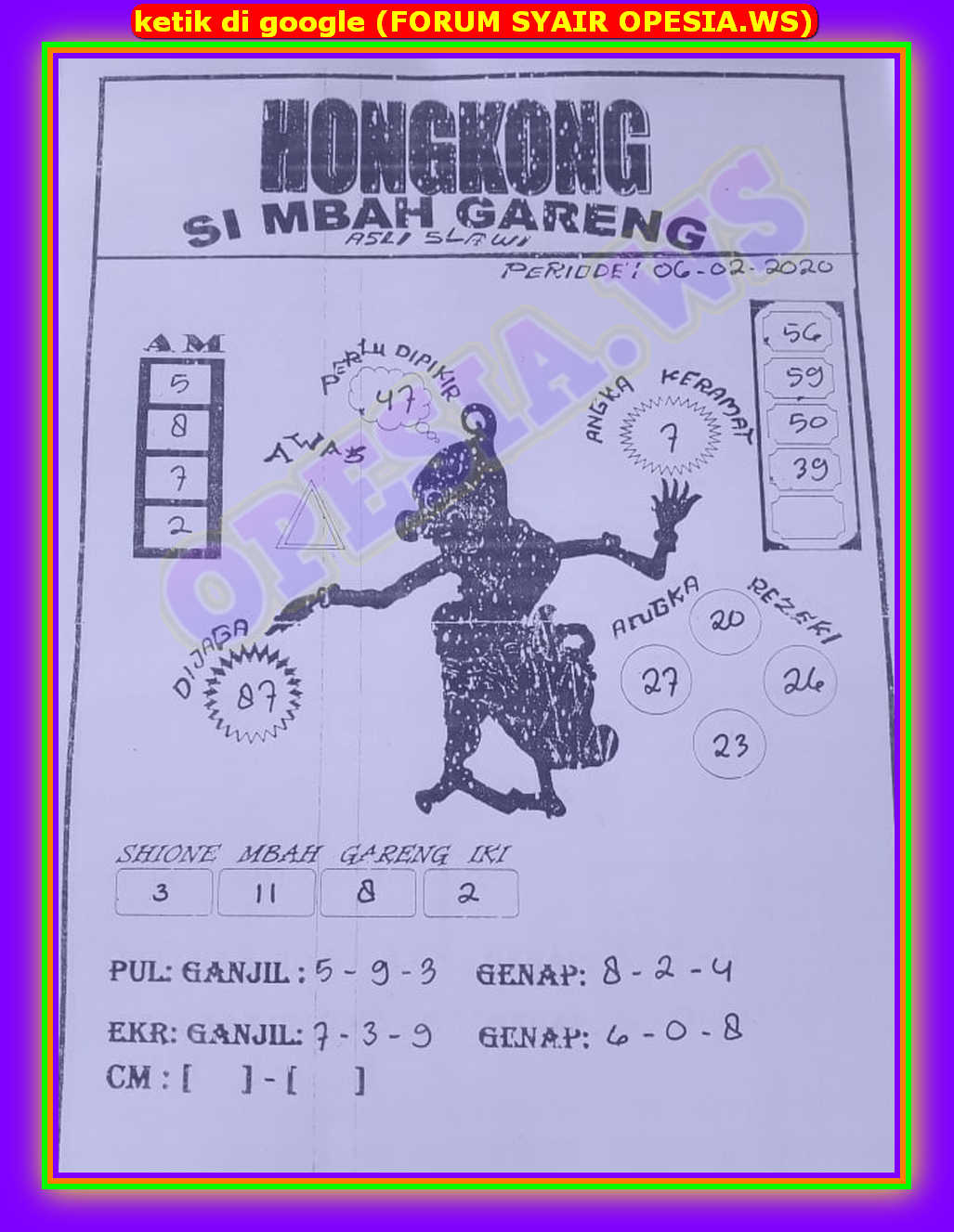 1 New Message Kode Syair Hongkong 6 Februari 2020 Forum Syair Togel Hongkong Singapura Sydney