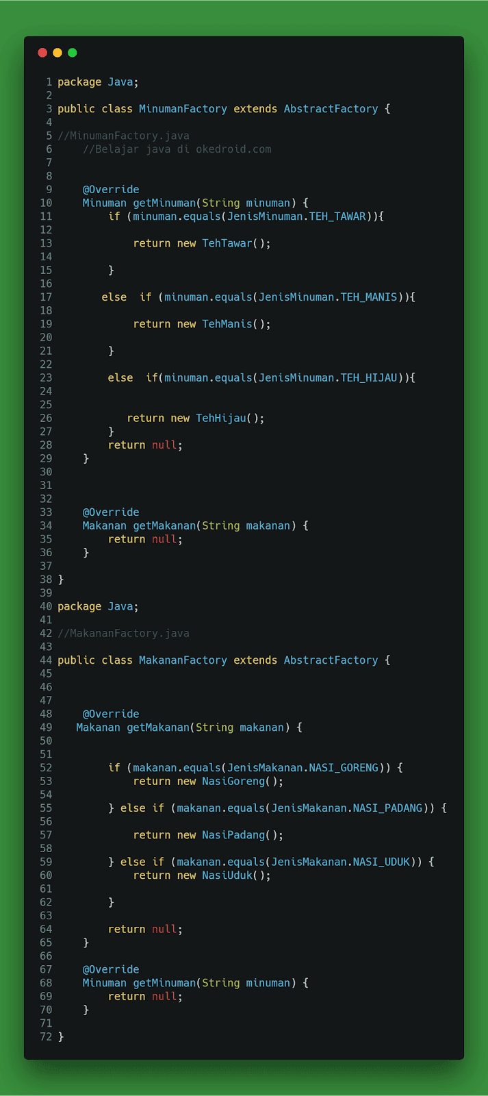 Belajar Abstract Factory Pattern Pada Jadwal Java - Java Media Kita
