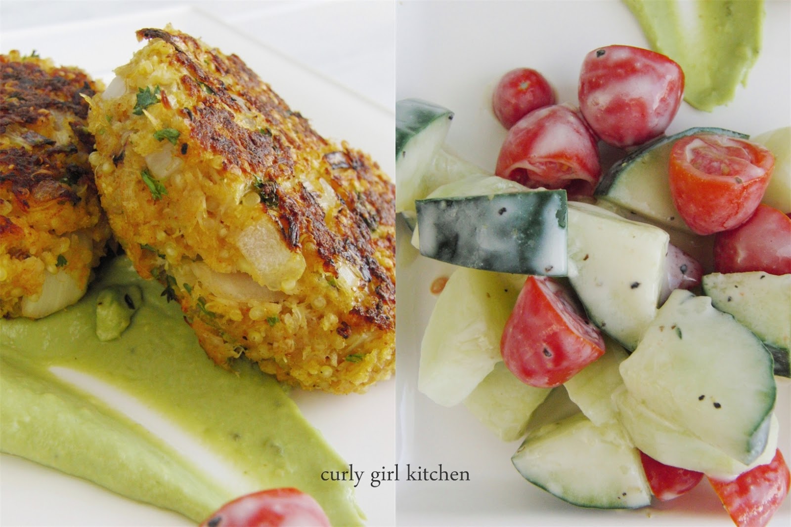 Curly Girl Kitchen Crab Quinoa Cakes with Avocado Cream