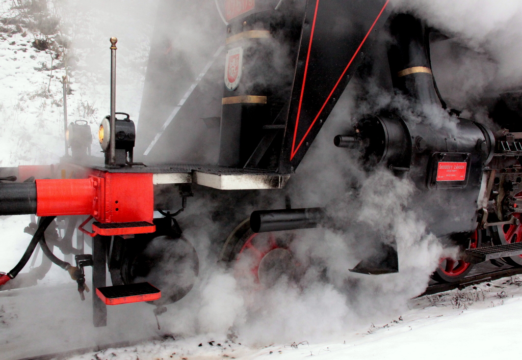 steam bellows from steam train (parni lokomotiv) in Krivoklat, Czech Republic