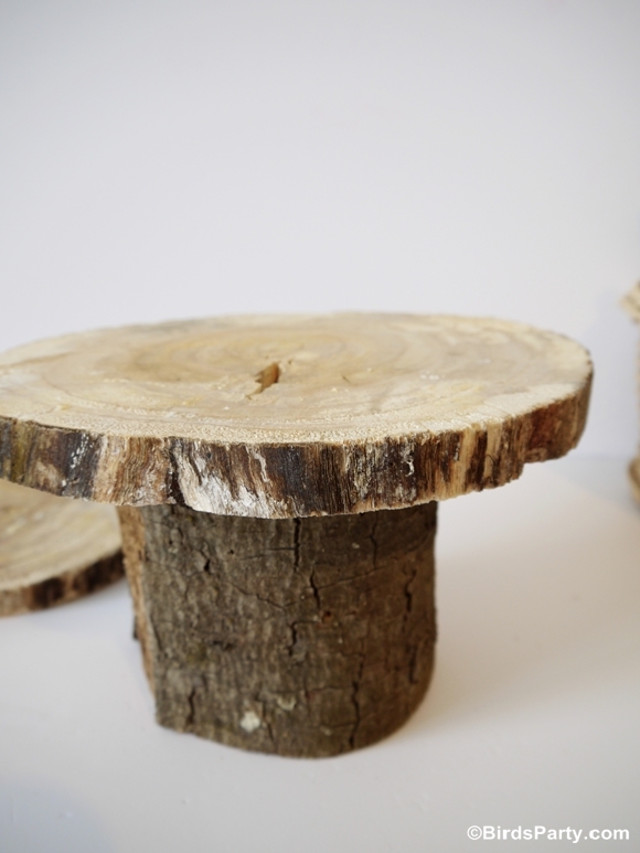 DIY Rustic Log Tree Stump Pedestal Cake Stand Party Ideas Party