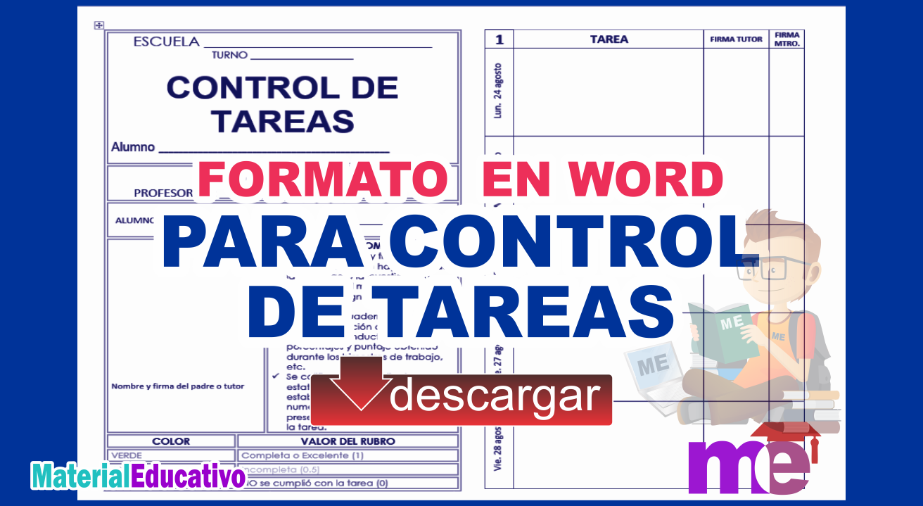 formato en word para control de tareas 2017 material educativo formato para registro de tareas