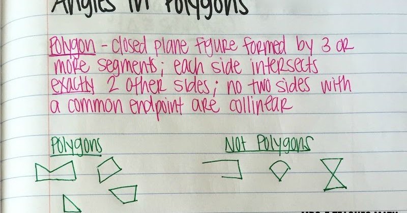 Angles in Convex Polygons Interactive Notebook Page | Mrs. E Teaches Math