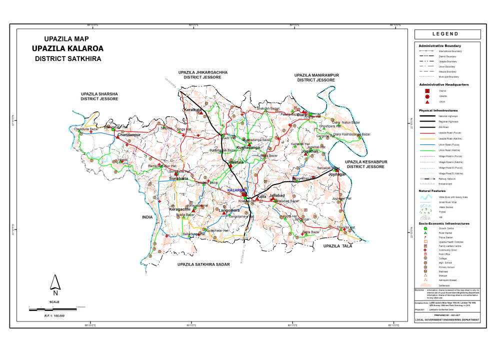 Kalaroa Upazila Map Satkhira District Bangladesh