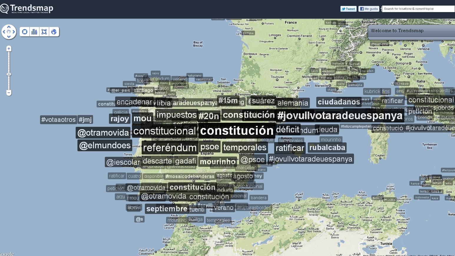 Geotics Visualiza Las Tendencias De Twitter A Nivel Mundial En Trendsmap