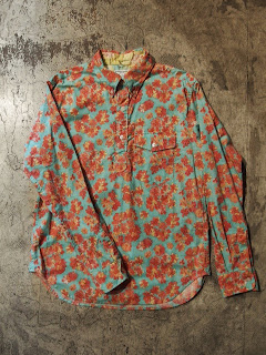 engineered garments popover l/s shirt in red printed floral