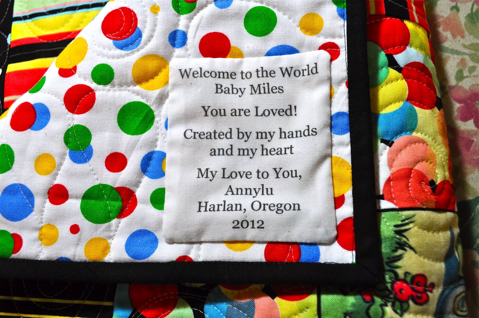 LuAnn Kessi Baby Quilt.....Label