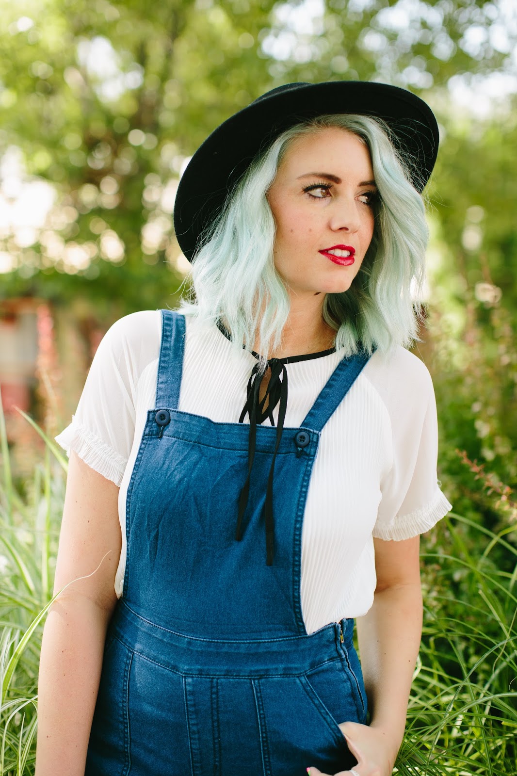 Overalls, Blue Hair, Fashion Blogger