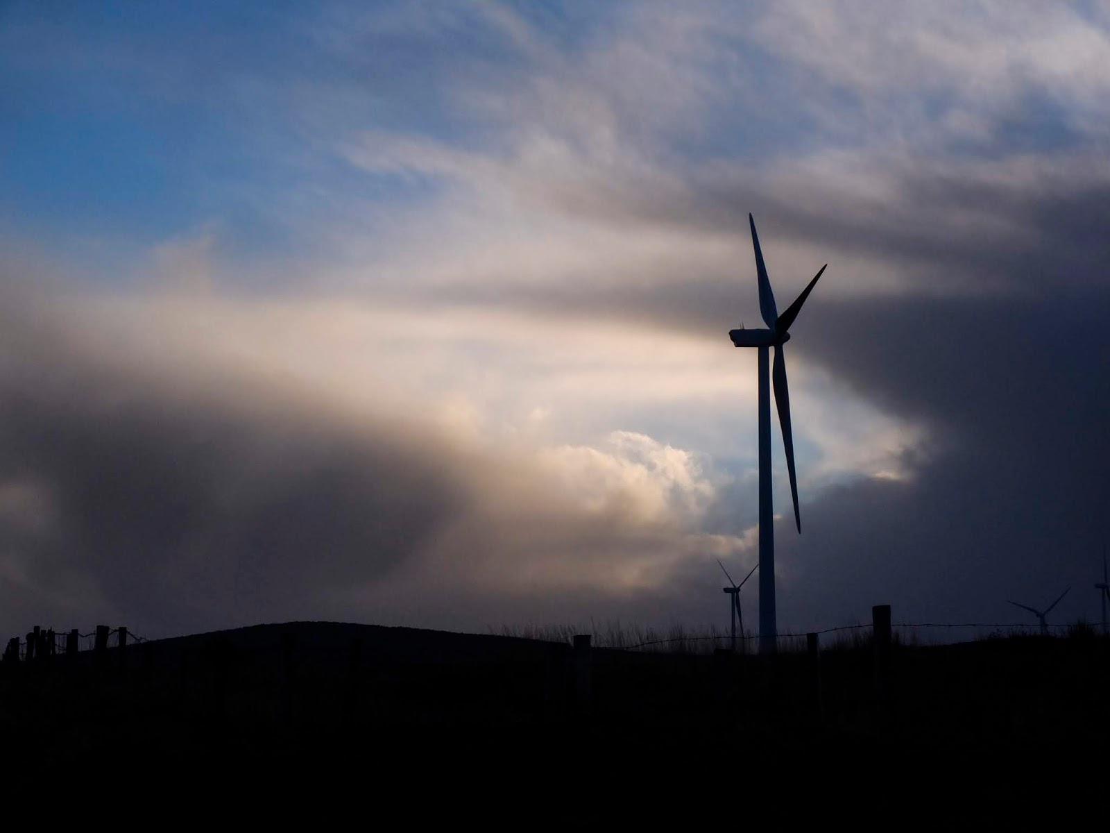 Windmill and cloud landscape in the Boggeragh Mountains in County Cork.