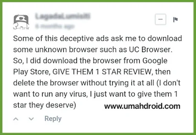 UC Browser Membuat Iklan Palsu