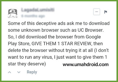 UC Browser Membuat Iklan Palsu