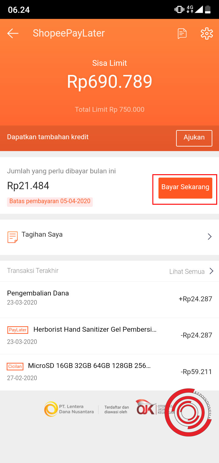 Cara pembayaran Shopee PayLater