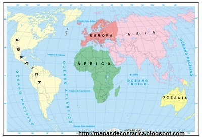 Mapamundi, los continentes del mundo