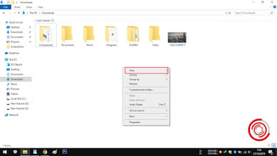 1. Langkah pertama yaitu menampilkan size folder terlebih dahulu. Untuk cara menampilkan size folder silakan kalian klik kanan di File Explorer lalu pilih View