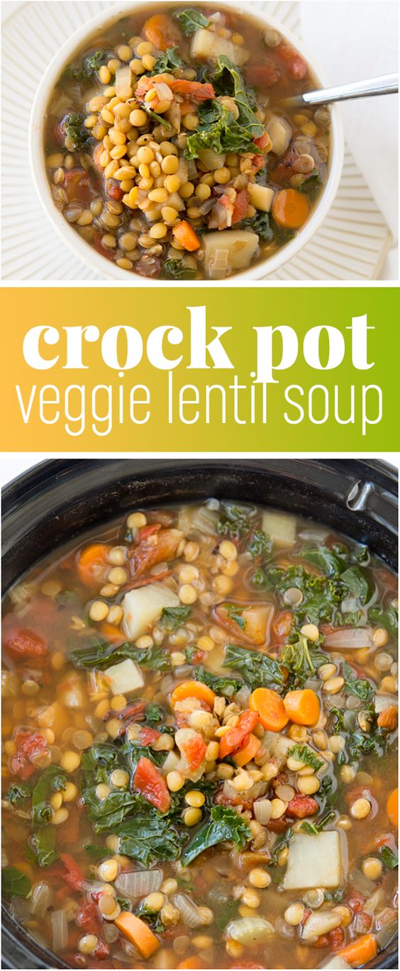 Crock Pot Vegetable Lentil Soup Recipe - This warm and comforting veggie lentil soup is vegan, delicious, and so easy to prepare using your slow cooker. This is a fantastic plant-based meal that will warm your belly and leave you feeling satisfied