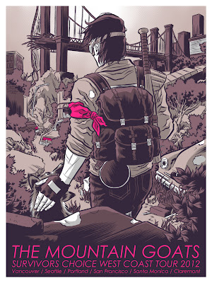 The Mountain Goats Survivors Choice 2012 West Coast Tour Concert Poster 2 by Rober Wilson IV