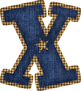 Abecedario en Tela de Jeans con Estrellas Vaqueras. Jeans Alphabet with Cowboy Stars.