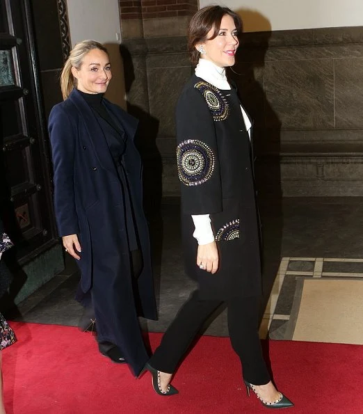 Crown Princess Mary attended the opening of Copenhagen Fashion Week 2017. Princess Mary wore Valentino shoes