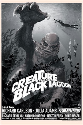 Creature from the Black Lagoon Black and White Variant Screen Print by Stan & Vince x Mondo