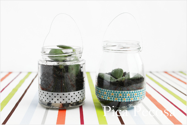 tutorial-hacer-regalo-companeros-colegio-cumpleanos-planta-en-bote-cristal-con-asa-alambre-diy