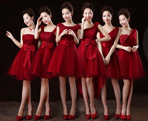 6-Design Glorious Wine Red Tutu Lace Midi Dress