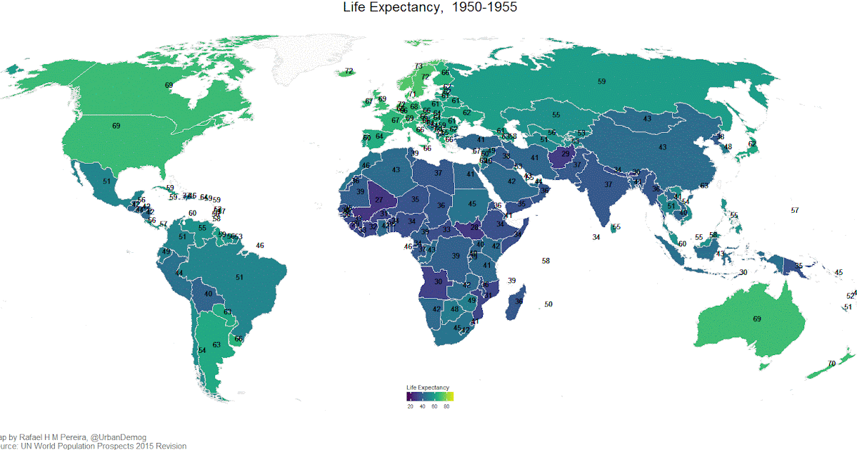 Urban Demographics: Creating an animated world map of life expectancy 