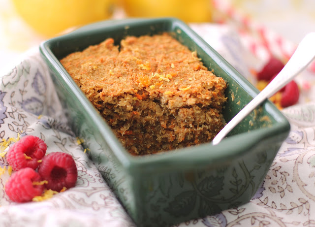 If you like baked oatmeal, then you'll LOVE this Carrot Cake Quinoa Flake Protein Loaf recipe! It's low fat, sugar free, gluten free, and vegan too.