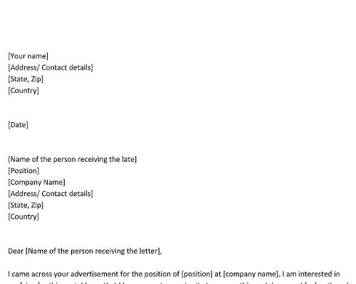 Job Application Letter for Undergraduate Student Job Application Letter for Undergraduate Student